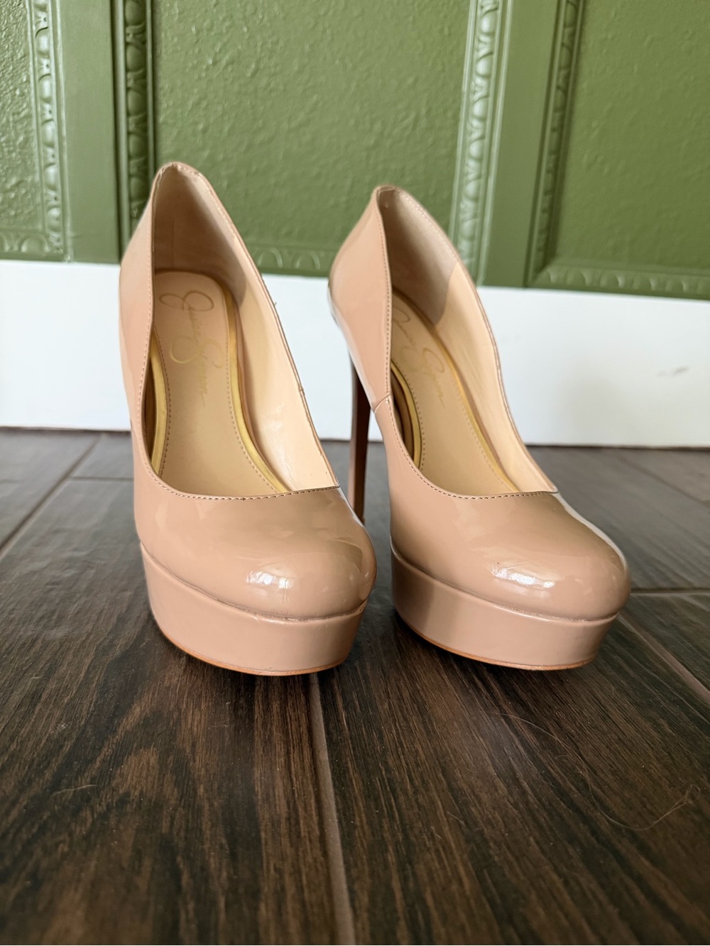 Jessica Simpson Nude Patent Platform Pumps
